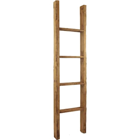 Ekena Millwork 15"W x 60"H x 3 1/2"D Vintage Farmhouse 4 Rung Ladder, Barnwood Decor Collection, Weathered Brown DECR015X060X04LDRBR